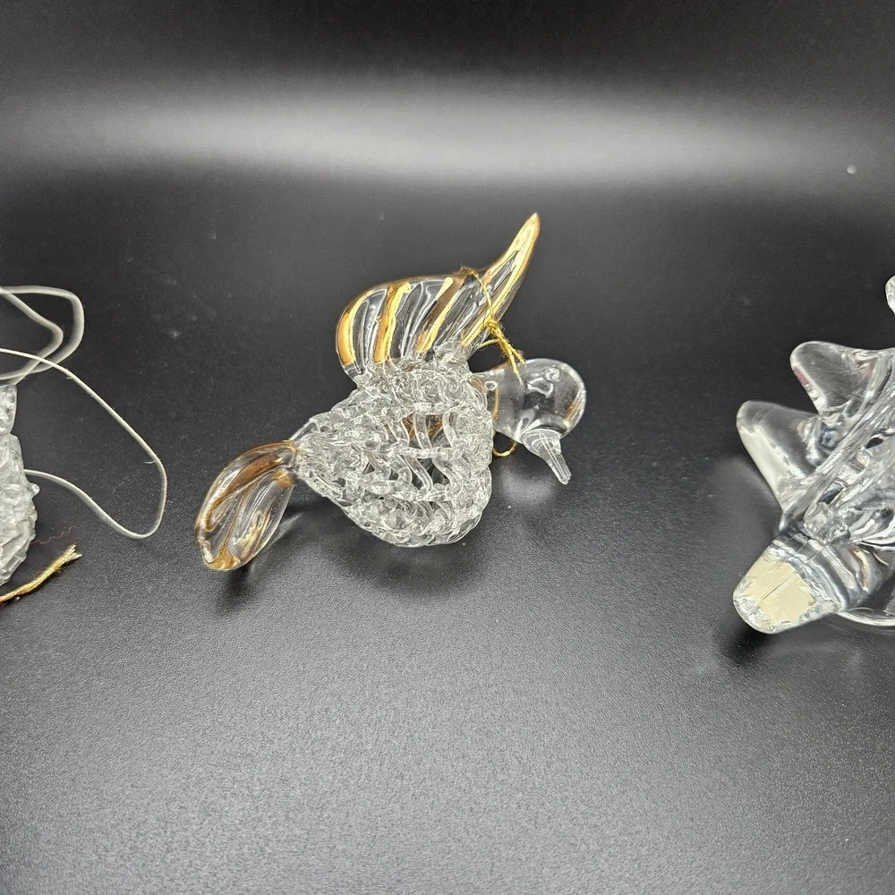 Vintage Clear Glass & Beaded Christmas Ornament Lot Tree Bird Basket‎ Mixed